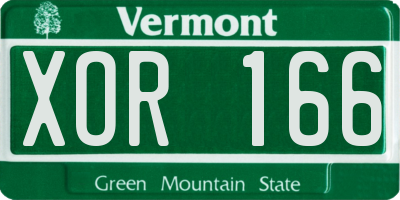 VT license plate XOR166