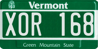 VT license plate XOR168
