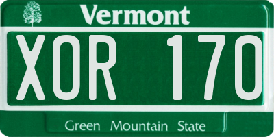 VT license plate XOR170