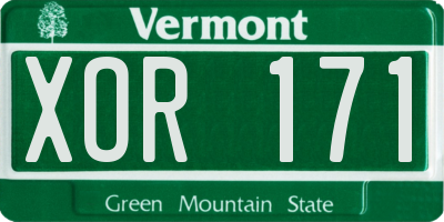 VT license plate XOR171