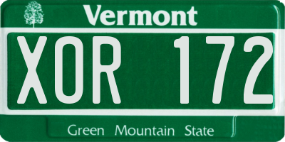 VT license plate XOR172