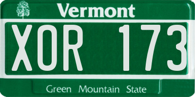 VT license plate XOR173