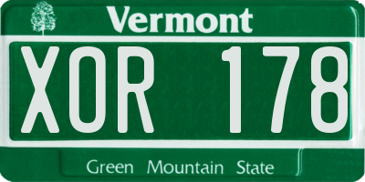 VT license plate XOR178