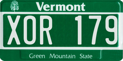 VT license plate XOR179