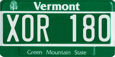 VT license plate XOR180