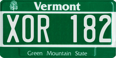 VT license plate XOR182