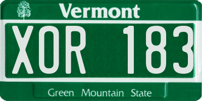 VT license plate XOR183