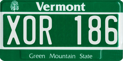 VT license plate XOR186