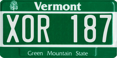 VT license plate XOR187