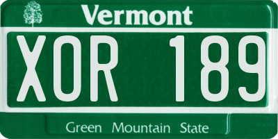 VT license plate XOR189