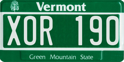 VT license plate XOR190