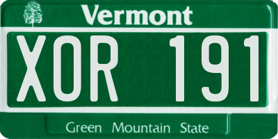 VT license plate XOR191