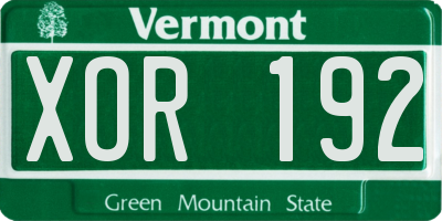 VT license plate XOR192