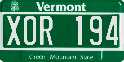 VT license plate XOR194