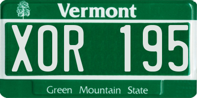 VT license plate XOR195