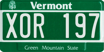 VT license plate XOR197
