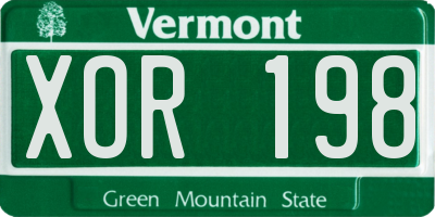 VT license plate XOR198
