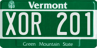 VT license plate XOR201