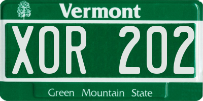 VT license plate XOR202