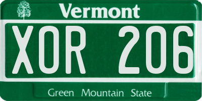 VT license plate XOR206