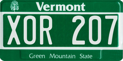 VT license plate XOR207
