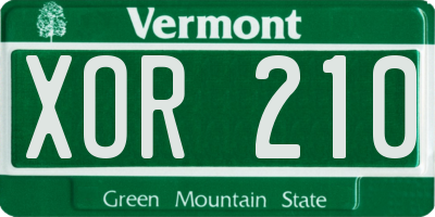 VT license plate XOR210