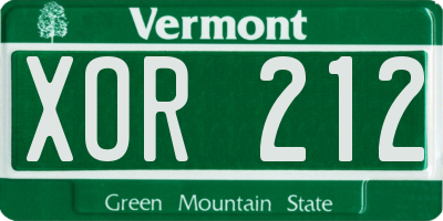 VT license plate XOR212