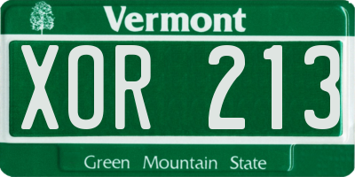VT license plate XOR213