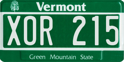 VT license plate XOR215