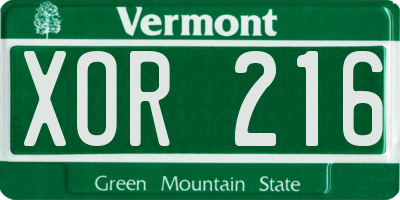 VT license plate XOR216