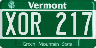 VT license plate XOR217