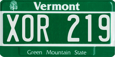 VT license plate XOR219