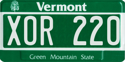 VT license plate XOR220
