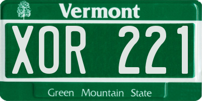 VT license plate XOR221