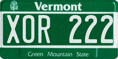 VT license plate XOR222