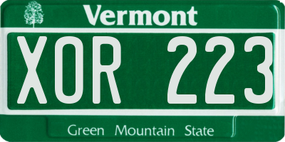 VT license plate XOR223