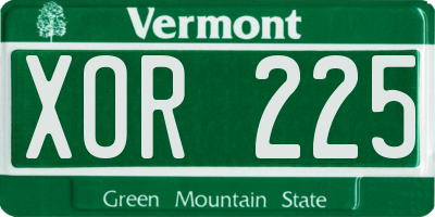 VT license plate XOR225