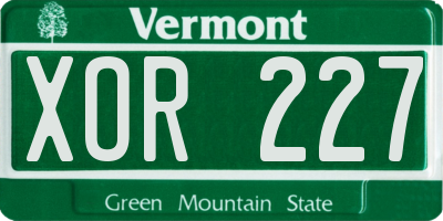 VT license plate XOR227