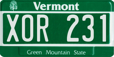 VT license plate XOR231
