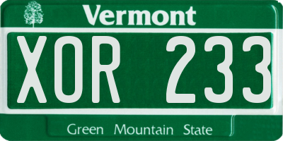 VT license plate XOR233