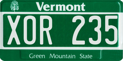 VT license plate XOR235