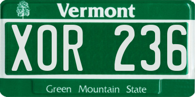 VT license plate XOR236