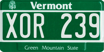VT license plate XOR239