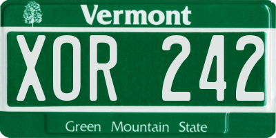 VT license plate XOR242