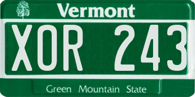 VT license plate XOR243