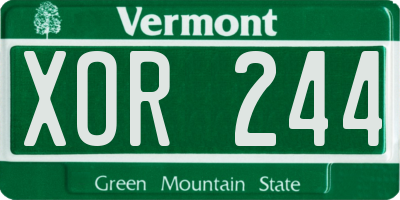 VT license plate XOR244