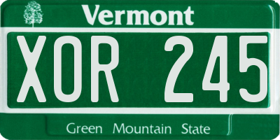 VT license plate XOR245