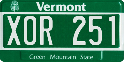 VT license plate XOR251