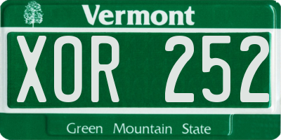 VT license plate XOR252