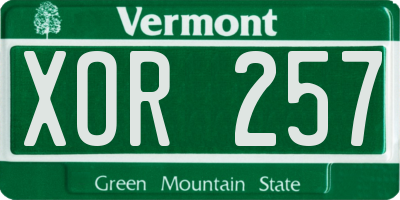 VT license plate XOR257